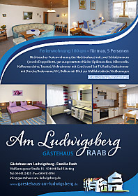 Ferienwohnung mit 100 qm - Gästehaus am Ludwigsberg - Familie Raab - Bad Kötzting -