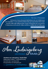 Ferienwohnung mit 80 qm - Gästehaus am Ludwigsberg - Familie Raab - Bad Kötzting -